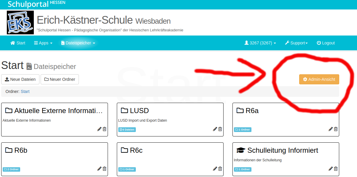 LANIS Dateispeicher Admin-Ansicht