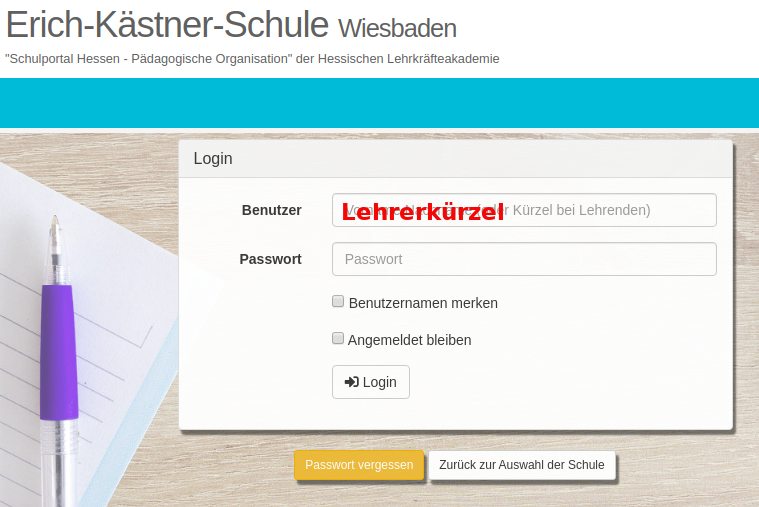 LANIS Login mit Lehrerkürzel